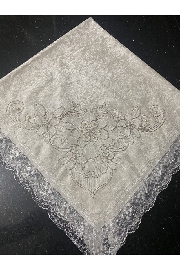Velvet French Laced Lace Pearl Embroidered Dowry Box Cream Luxury Bundle