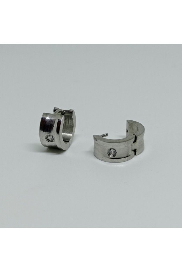 Unisex Women Men 316L Surgical Steel Zircon Cz Diameter 14 mm 2 Pieces Hoop Earrings No:66