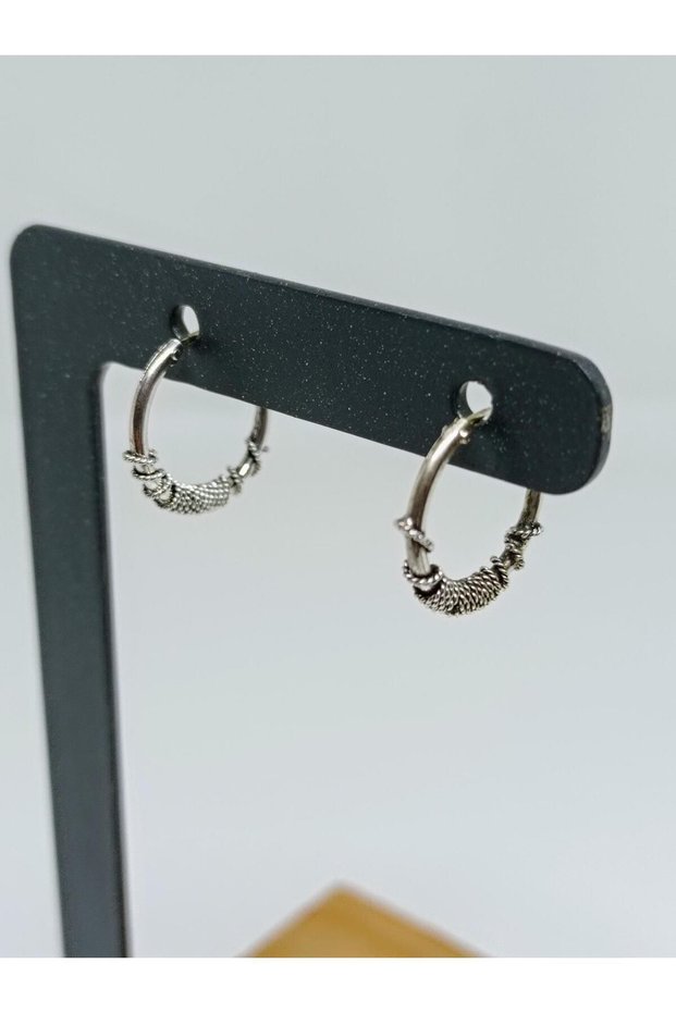 Unisex Women Men 316L Vintage Antique Gothic Design Diameter 15 mm 2 Pieces Hoop Earrings No:25