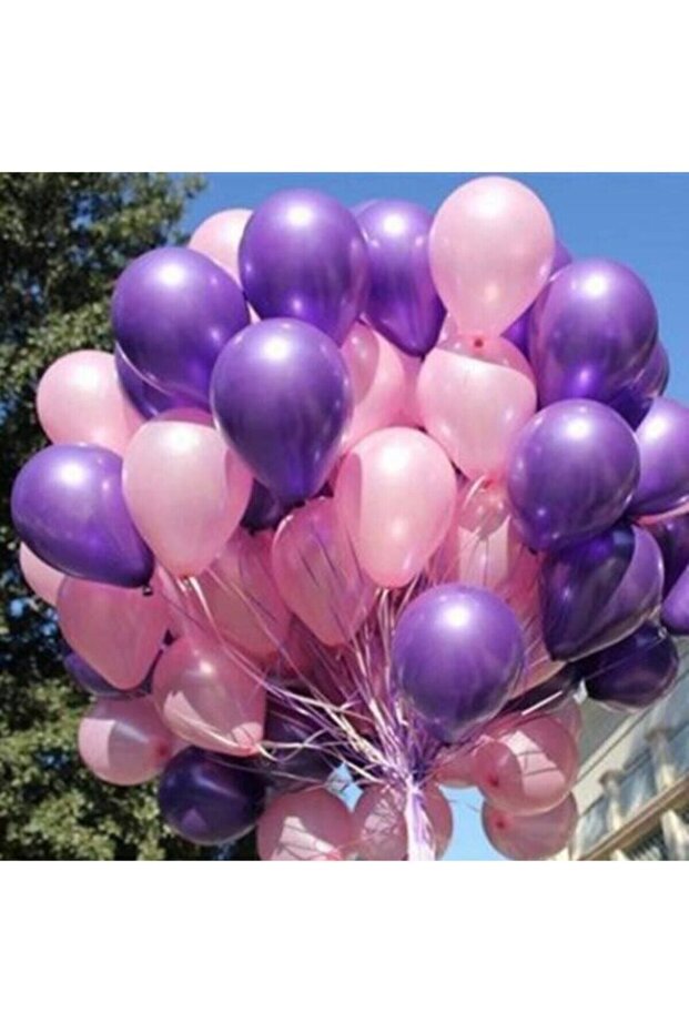 20 Light Pink, Purple Shiny Metallic Balloons