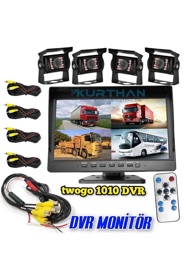 TRAKTÖR KARAVAN V.B ARAÇLARA 10 İNÇ DVR MONİTÖR VE 4 ADET KAMERA SETİ 12 24 VOLT UYUMLU - 2