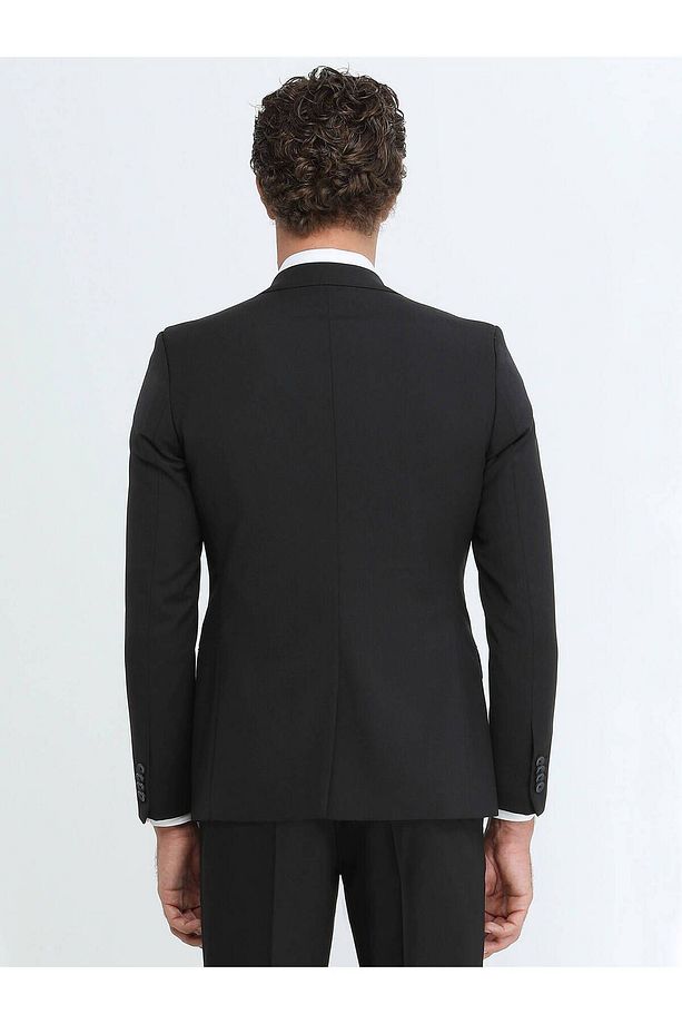 Mona Yaka Tek Yırtmaç Ekstra Slim Fit Yün Karışımlı Basic 6 Drop Klasik Takım Elbise - 5