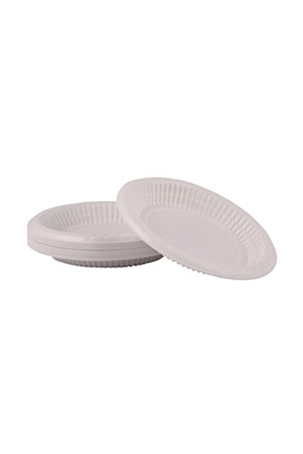 Plate Plastic 19.5 Cm 100 Pieces White