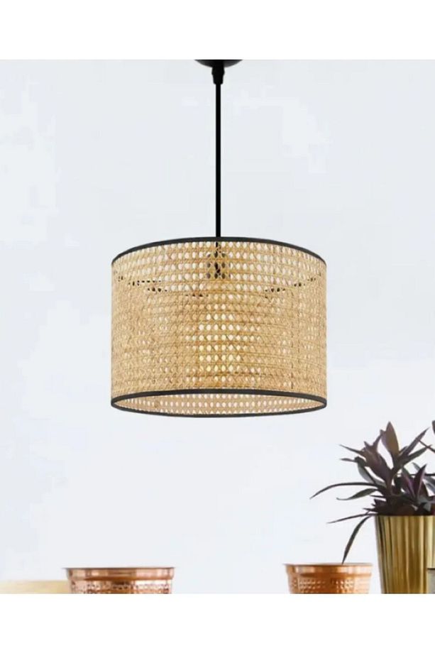 Modern Rattan Boheme Tasarım Salon Mutfak Oturma Odası Avize Doğal Hazeran Tekli Avize Hasır 25 Cm - 2