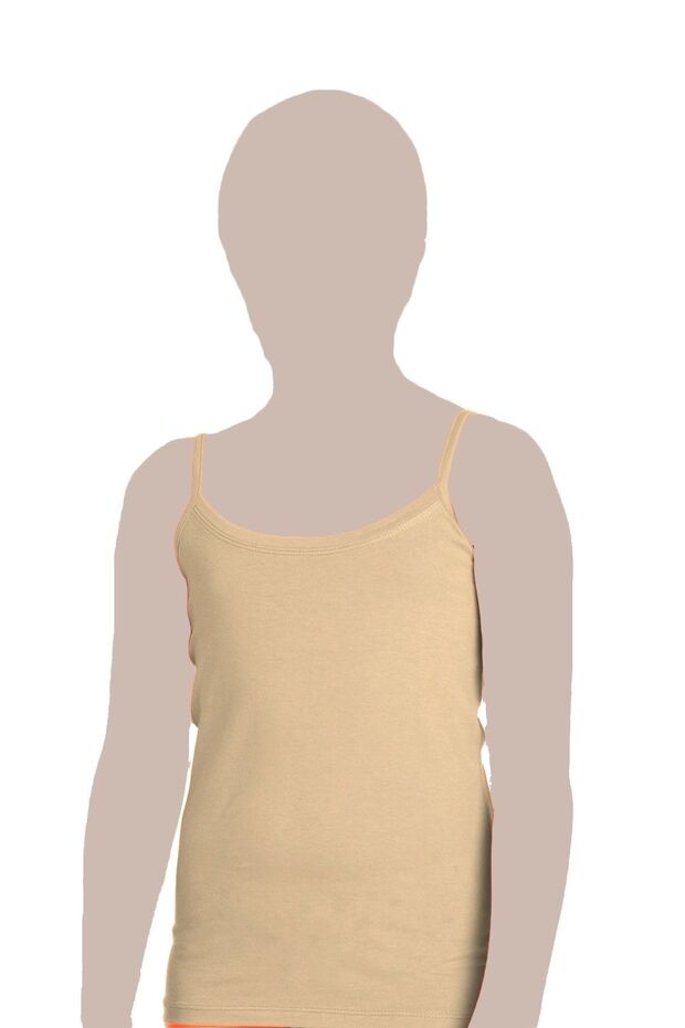 Kıs Children's Cotton Basic Thread Strap Lycra Colored Undershirt -6095 - 3