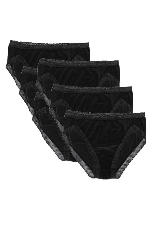 Women's Modal Normal Waist Bikini Lace Slip Lycra Panties 6 Pcs -3051