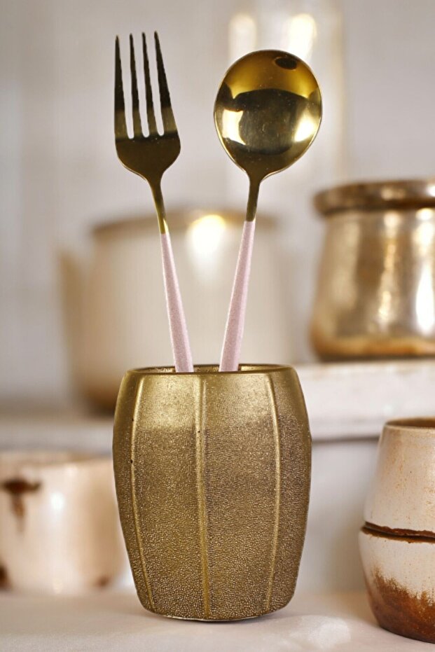 Countertop Spoon Holder Modern Countertop Spoon Holder Decorative Vertical Spoon Holder Antique Gold Color Model 13