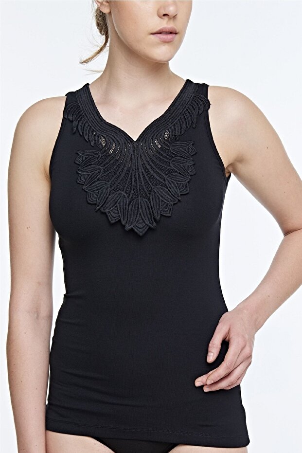 Women's Viscose Laced Sleeveless Lycra Top -2306
