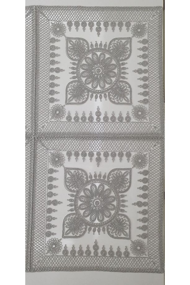 Kubbe Desen Anglez Kordon Nakış İşlemeli Fiskos (92×92cm) - 4