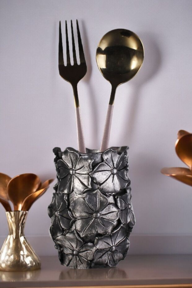 Countertop Spoon Holder Modern Countertop Spoon Holder Decorative Vertical Spoon Holder Antique Silver Color Model 16