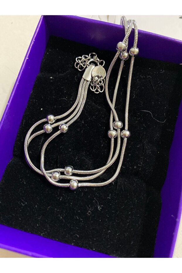 Dorika Three Chain Silver Steel Bracelet