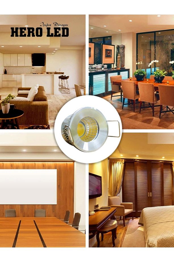 Hl-6201m 1 Watt Sıva Altı Power Ledli Yıldız Spot Krom Kasa Led Spot Lamba - Mavi - 1
