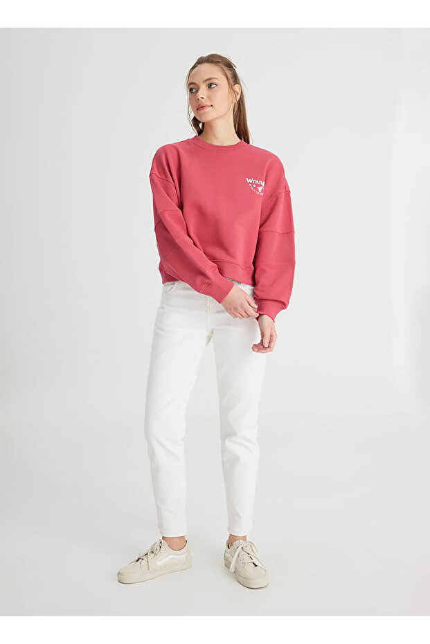 Relaxed Fit Wide Cut Crew Neck 100% Cotton Claret Red Sweatshirt
