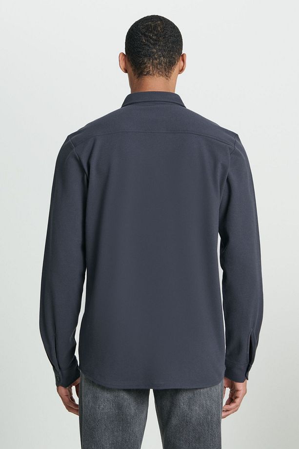 Regular Fit Normal Kesim %100 Pamuk Antrasit Gömlek - 6