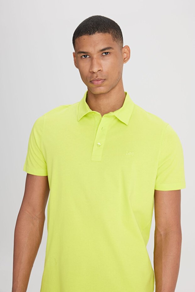 Regular Fit Regular Cut Polo Collar 100% Cotton Yellow T-Shirt