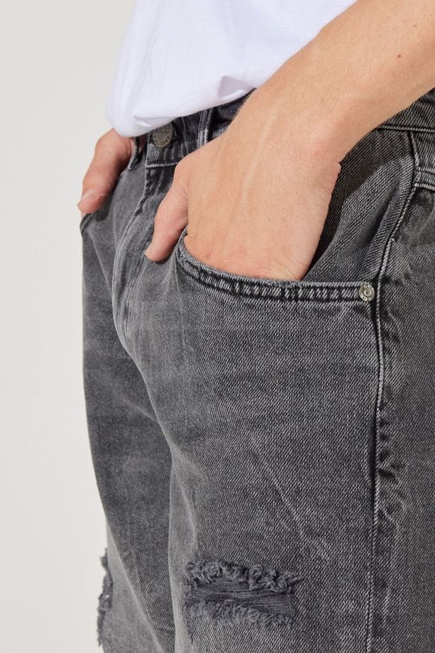 Regular Fit Normal Kesim %100 Pamuk Normal Bel Jean Kot Şort - 5