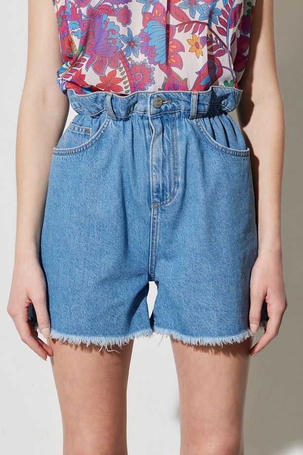 Festival Regular Fit Normal Kesim %100 Pamuk Yüksek Bel Jean Kot Şort - 1