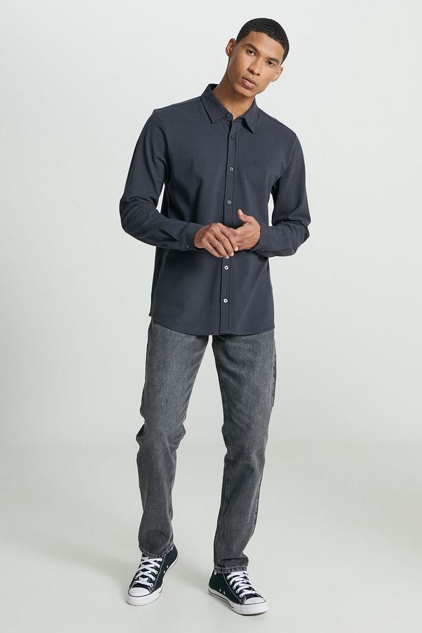Regular Fit Normal Kesim %100 Pamuk Antrasit Gömlek - 4
