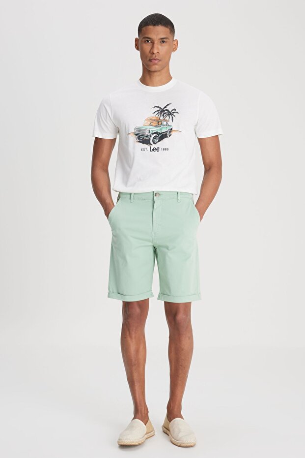 Regular Fit Normal Kesim Normal Bel Mint Yeşili Şort - 1