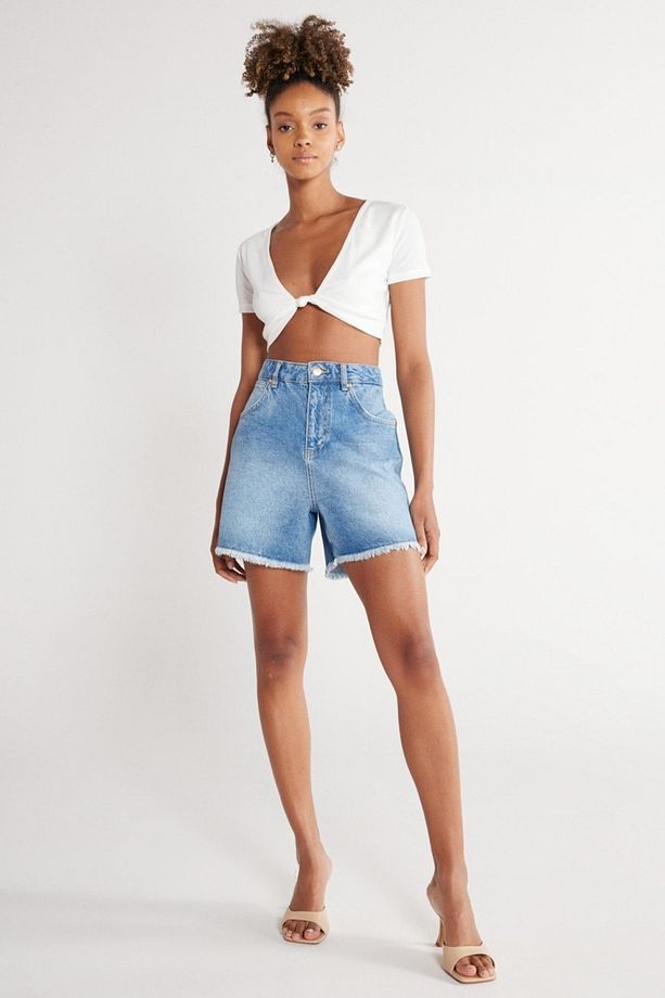 Donna Regular Fit Normal Kesim %100 Pamuk Açık Mavi Jean Kot Şort - 2
