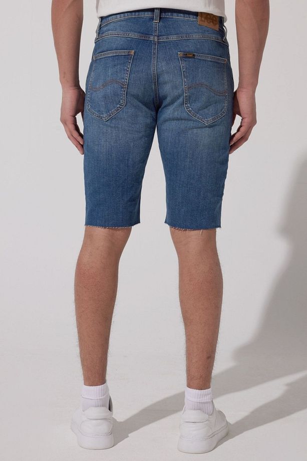 Regular Fit Normal Kesim Normal Bel Mavi Esnek Jean Kot Şort - 6