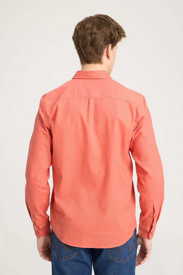 Regular Fit Normal Kesim Turuncu Gömlek - 5