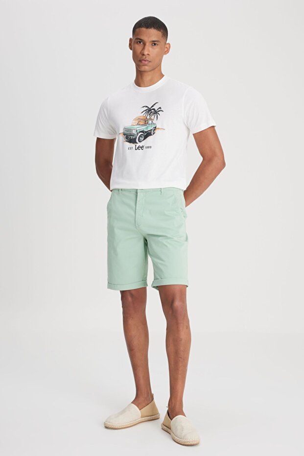 Regular Fit Normal Kesim Normal Bel Mint Yeşili Şort - 2