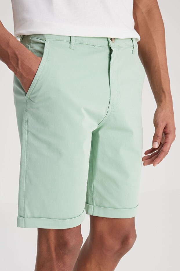 Regular Fit Normal Kesim Normal Bel Mint Yeşili Şort - 3