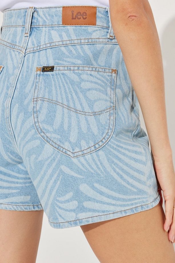 Regular Fit Normal Kesim %100 Pamuk Yüksek Bel Mavi Jean Kot Şort - 5