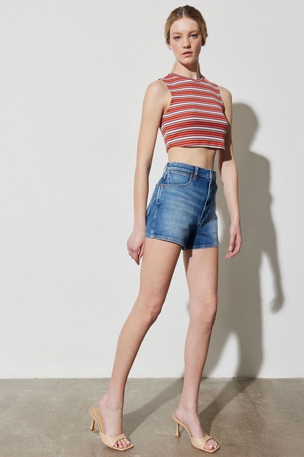 Festival Regular Fit Normal Kesim %100 Pamuk Yüksek Bel Jean Kot Şort - 4