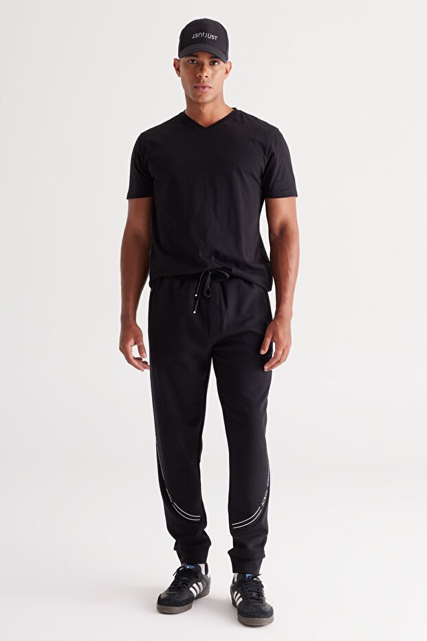 Erkek Gri Melanj-siyah 2'li V Yaka %100 Pamuk Slim Fit Dar Kesim Basic Tişört - 5