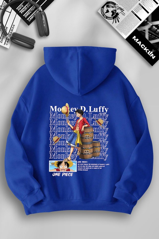 One Piece Monkey D Luffy Anime Patterned Unisex Hooded Sweatshirt