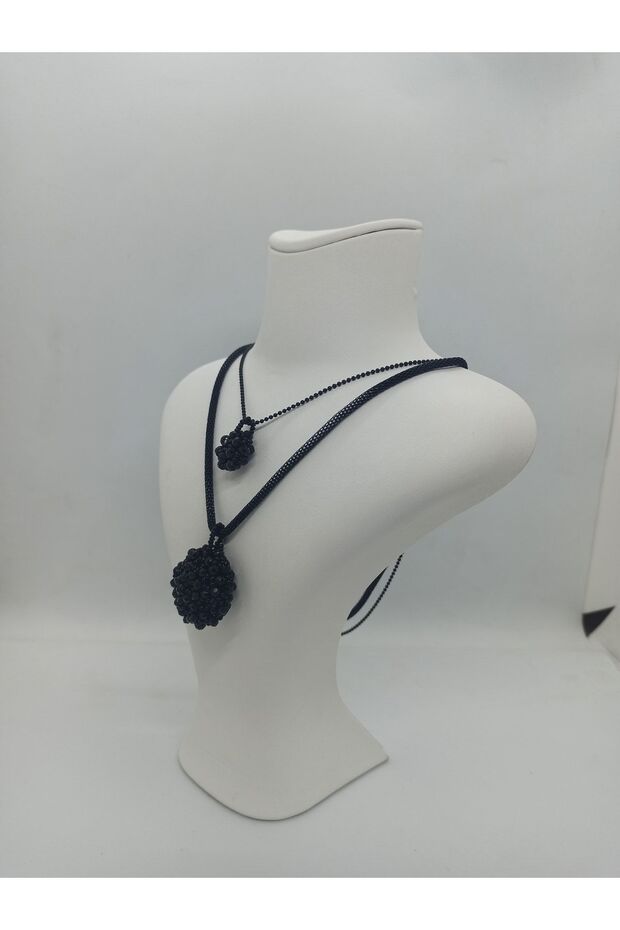 Mother Girl Cevşen Necklace Set / Handmade Crystal Bead Knitted /