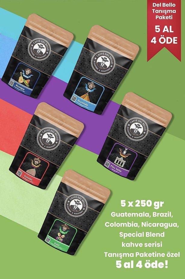 Tanışma Paketi 5x250 Gr. (FİLTRE) Special Blend,guatemala,brezilya,nikaragua,kolombiya - 3
