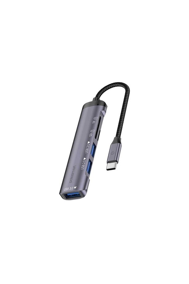 PGS407 Type-C Uyumlu 5 Çıkışlı Dönüştürücü Çoklayıcı USB 3.0 Hub Gri - 1