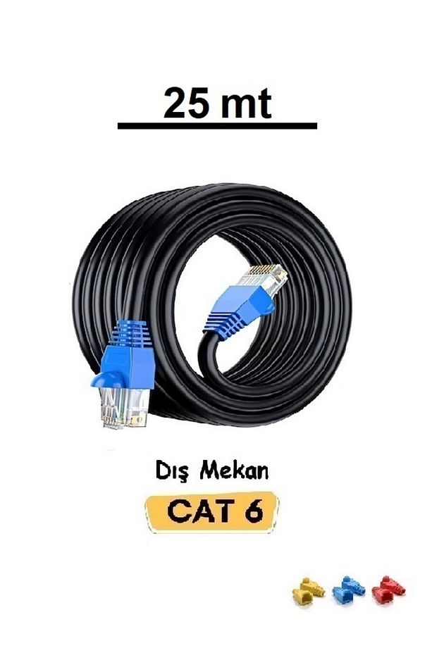 25 Metre Cat6 Dış Mekan İnternet Ethernet Kablo Rj45 Utp Patch Yüksek Hız 2 Katmanlı Kablo - 1