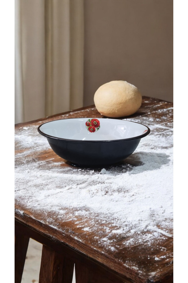 Enamel Dough Basin Salad Dumplings Viler Mixing Bowl Deep Dish 40 cm