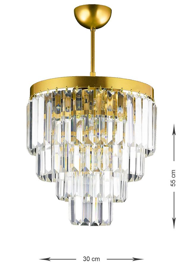 Linsa 35 Cm'lik Kristal Cam Taşlı Lüks Avize - (SARI YALDIZ) - 1