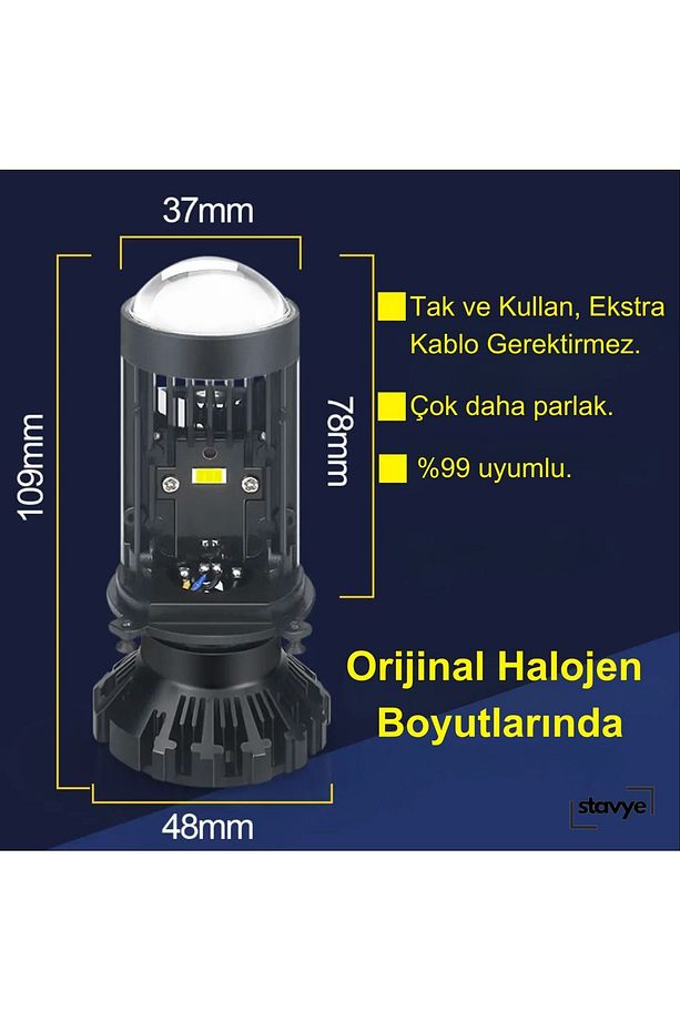 H4 Mercekli Led Far Ampulü Projektör Yeni Nesil Şimşek Etkili Tak,Çalıştır xenon far zenon - 6