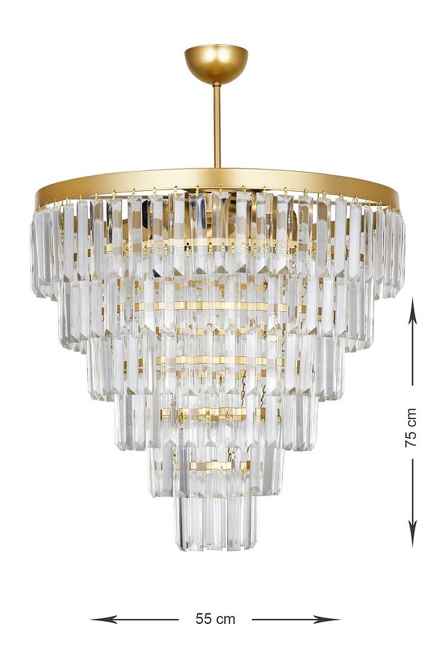 Linsa 55 Cm'lik Kristal Cam Taşlı Lüks Avize - (sarı Yaldız) - 3