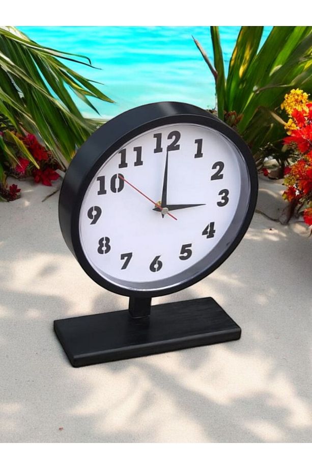 Ahşap Ayaklı Ofis Salon Masa Saati Çap 22 cm Yükseklik 30 cm - 2
