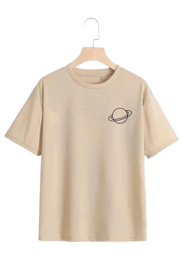 Saturn Planet Printed Children's Tee - Cycling Neck T-Shirt Girl's Mens