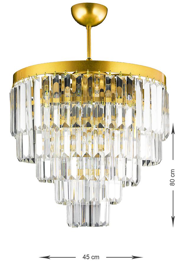 Linsa 45 Cm'lik Kristal Cam Taşlı Lüks Avize - (SARI YALDIZ) - 3