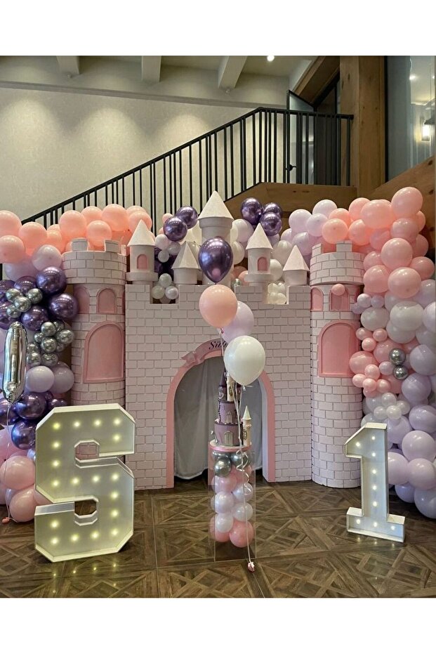 Pink Lilac Purple Silver Chrome Balloon Chain Set of 100