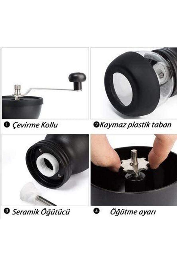 Seramik Öğütücülü Kahve Değirmeni 1 Adet Yedek Hazneli / Kahve Öğütücü - 3
