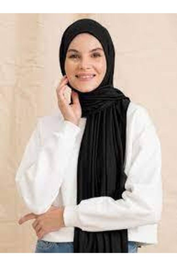 شال قطن ممشط أسود - 70x200 - 1