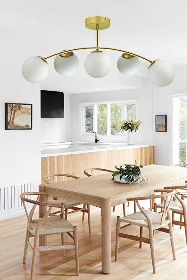 Veronika Modern Globe Kapalı Camlı 5li Avize - 1