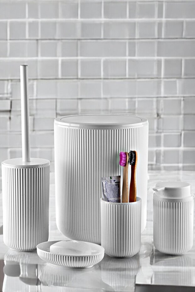 5 Piece Bathroom Set White