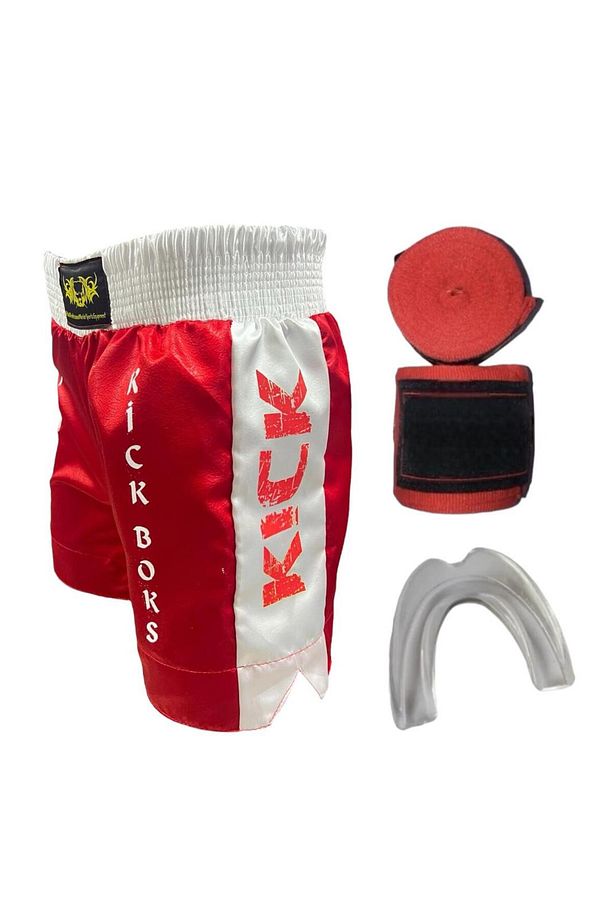 Kickboks Şortu Silikon Dişlik ve 3,5 Metre Bandaj Kick Boks Üçlü Set - 1