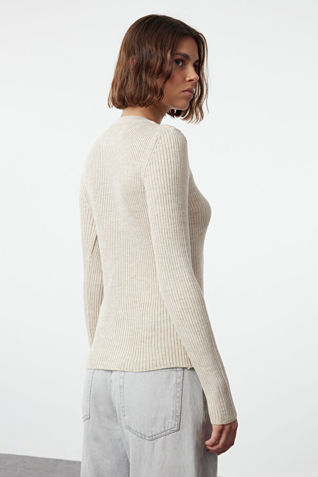 Anthrazit-Beige Doppelpack-Strickpullover TWOAW22KZ1766 - 5
